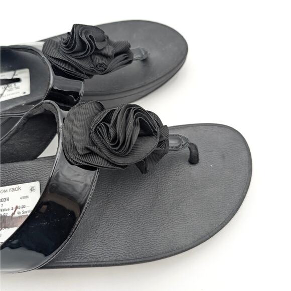 FitFlop Florrie Toe-Thong Wedge Sandal Women's Slip-On Black Size US7 EU38 - Picture 10 of 12